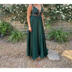 gown with sequin mesh top and train Worn 1 time excellent condition